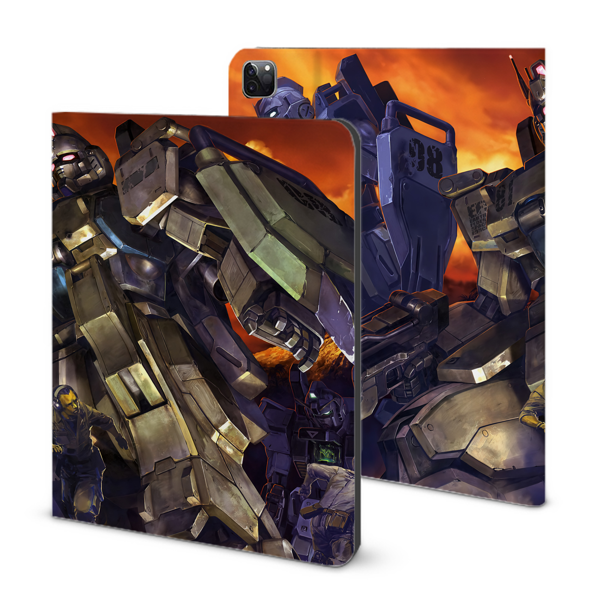 （画像用） 機動戦士ガンダム Mobile Suit Gundam IPad ケース ブック型 PUレザー TPU 耐衝撃 軽量 薄型 ペン収納なし 全面保護 IPad 各モデル対応